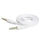 Audio cable (AUX)  плоский провод (белый)  3,5F-3,5F 1.0м