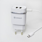 СЗУ AVconnect CC-11 micro c 2 USB-выходами  2100 mah, цвет: белый