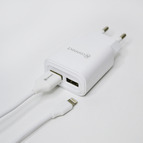 СЗУ AVconnect W009 2 USB-выхода 2100 mAh  с кабелем Lightning  цвет: белый